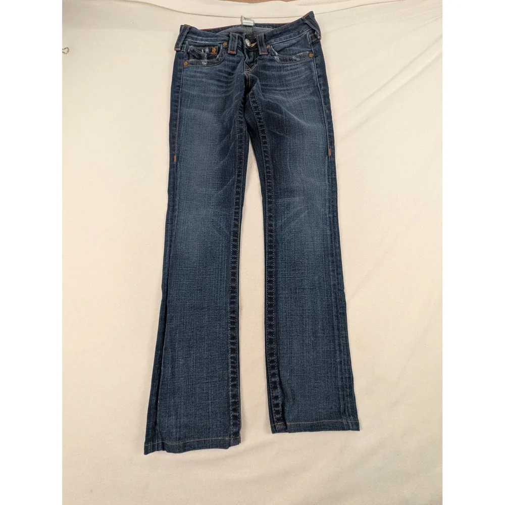 True Religion Billy Men Dark Wash Straight Leg Flap Pocket Jeans Size 25 USA
